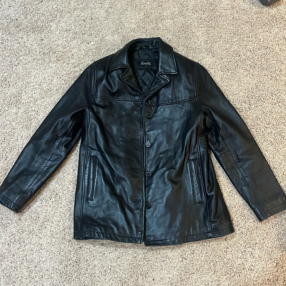 Real Black Leather Jacket (Size S)